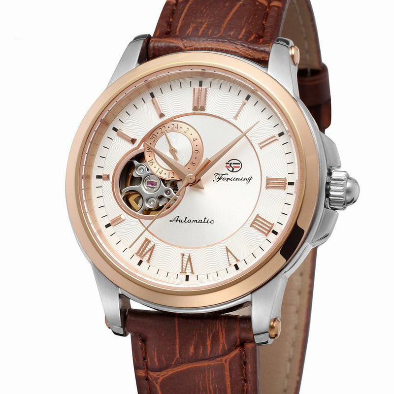 Relógio mecânico com pulseira de aço automático