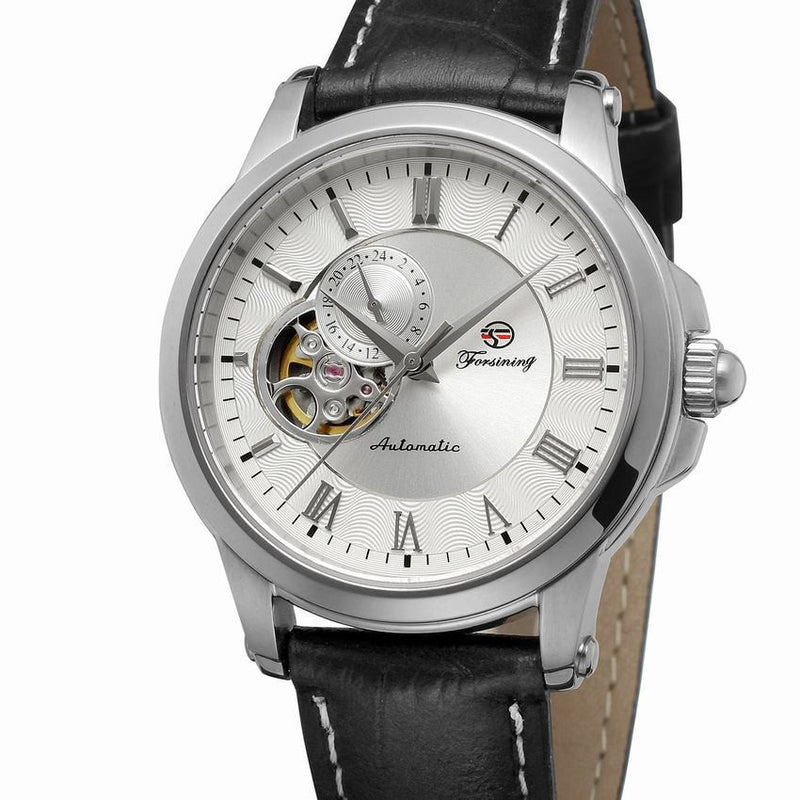 Relógio mecânico com pulseira de aço automático