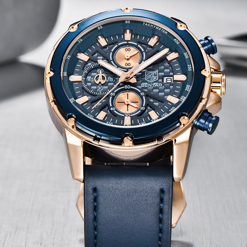 Relógio multifuncional masculino de quartzo